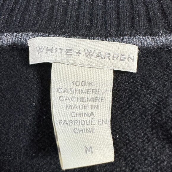 What Warren Men's Sweater M Black 1/4 Zip 100% Cashmere Raglan Sleeves - Picture 2 of 7